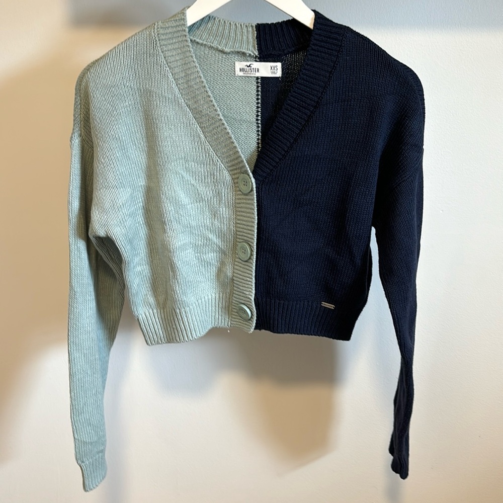 Hollister color block cropped cardigan.